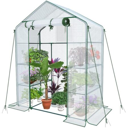 offerta a tempo: vounot serra da giardino 143x73x195 cm con porta avvolgibile e finestra di osservazione — 8% da 59,99 € a 54,99 €