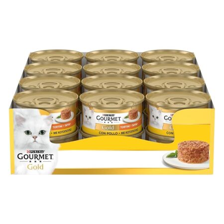 offerta a tempo: gourmet gold cibo umido per gatti adulti tortino con pollo 24 lattine da 85g — 31% da 18,96 € a 12,99 €