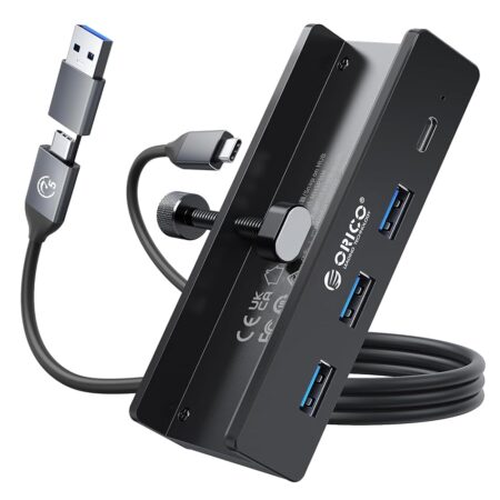 offerta a tempo: orico hub usb, usb hub 3.0 in alluminio con connettore di alimentazione da 5 v — 23% da 27,99 € a 21,49 €