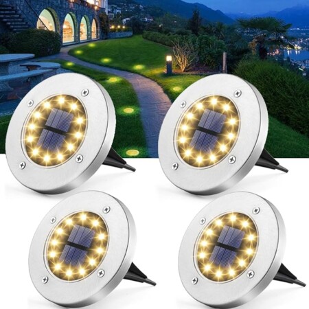 offerta a tempo: 4 lampade led da giardino alimentate ad energia solare — 50% da 19,98 € a 9,99 €