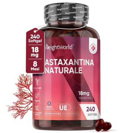 offerta a tempo: astaxantina con 18mg per 1 softgel vegan, contiene 240 capsule piccole e molli — 22% da 21,01 € a 16,39 €