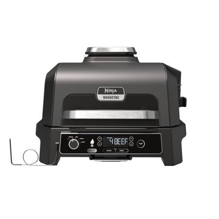 offerta a tempo: ninja woodfire barbecue elettrico xl, griglia friggitrice ad aria e affumicatore 4 in 1 da esterno — 29% da 508,21 € a 358,32 €