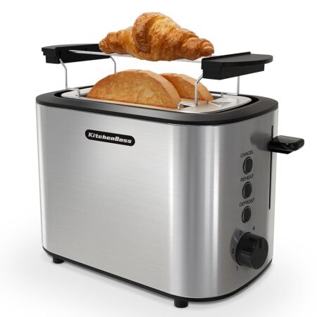 offerta a tempo: kitchenboss tostapane in acciaio inox:tostapane per 2 fette con pinze — 24% da 29,99 € a 22,79 €