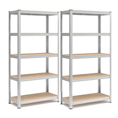 offerta a tempo: songmics set di 2 scaffali in metallo, scaffalature a 5 ripiani regolabili — 38% da 89,99 € a 55,79 €