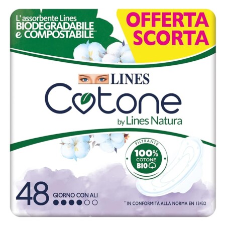 offerta a tempo: lines cotone ultra assorbenti con ali, pacco scorta x40+8 — 16% da 13,49 € a 11,29 €