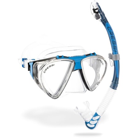 offerta a tempo: cressi combo clear/blue, maschera penta & snorkel alpha per immersionie snorkeling unisex adulto — 26% da 89,99 € a 66,99 €