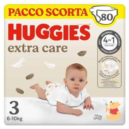 offerta a tempo: huggies extra care 80 pannolini taglia 3 (6 10kg) — 56% da 33,69 € a 14,81 €
