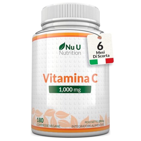 offerta a tempo: vitamina c 1000mg pura alto dosaggio 180 compresse vegane 6 mesi di fornitura — 32% da 18,97 € a 12,97 €