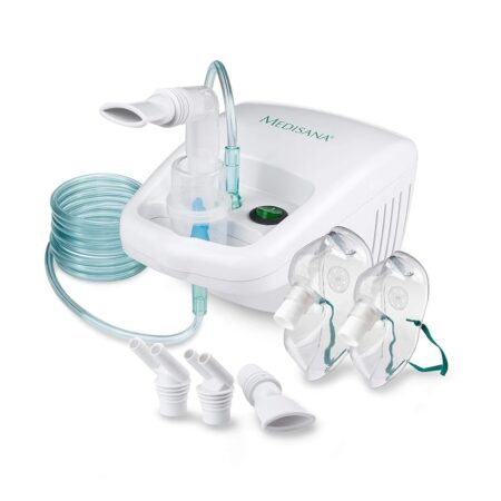 offerta a tempo: medisana in 500 inalatore, nebulizzatore a compressore con boccaglio e maschera per adulti e bambini — 19% da 46,46 € a 37,46 €