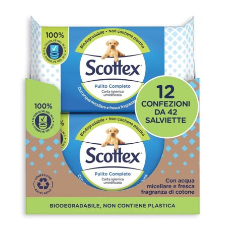 offerta a tempo: scottex pulito completo carta igienica umidificata, biodegradabile — 20% da 27,48 € a 21,99 €