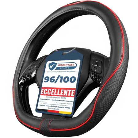 offerta a tempo: upgrade4cars coprivolante auto tipo d nero rosso in finta pelle | copertura di volante — 19% da 27,95 € a 22,56 €