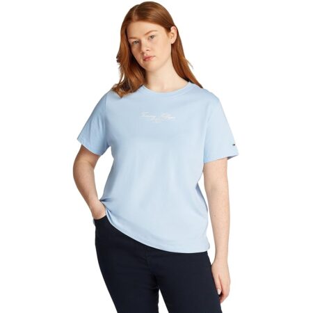 offerta a tempo: tommy hilfiger donna t shirt maniche corte script crew neck regular fit — 27% da 49,90 € a 36,53 €