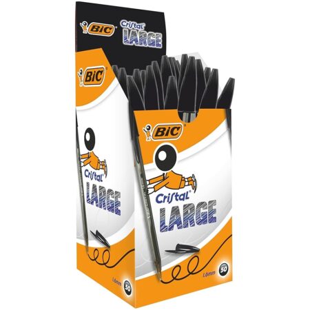 offerta a tempo: bic nere penne a sfera, cristal large — 31% da 15,56 € a 10,69 €