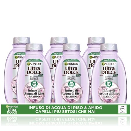 offerta a tempo: garnier ultra dolce shampoo lisciante 6 pezzi x 300ml — 32% da 21,17 € a 14,33 €