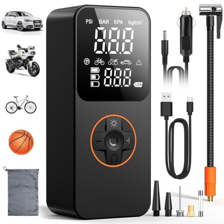 offerta a tempo: compressore aria portatile mini compressore portatile 150psi 6000mah gonfiatore elettrico portatile per auto — 5% da 39,99 € a 37,99 €