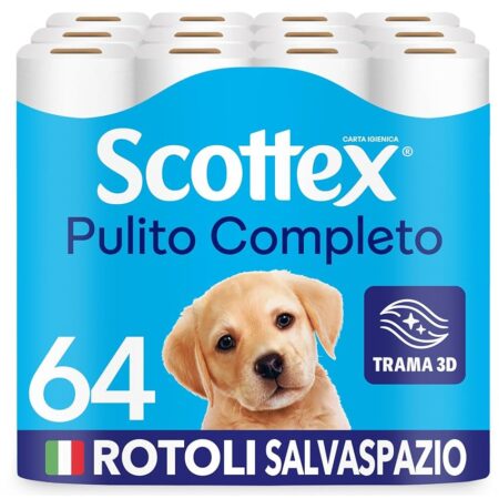offerta a tempo: scottex carta igienica 64 rotoli — 42% da 35,88 € a 20,99 €