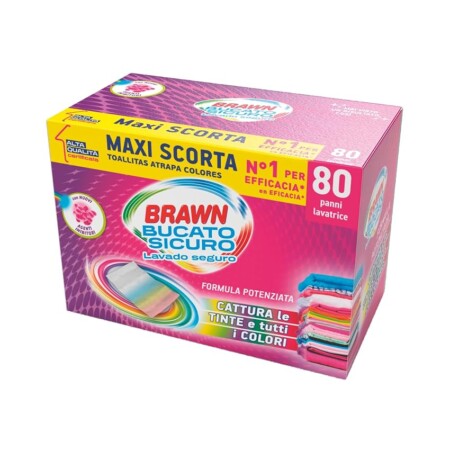 offerta a tempo: brawn bucato sicuro foglietti acchiappacolore, con agenti inibitori cattura le tinte e i colori — 13% da 5,69 € a 4,95 €