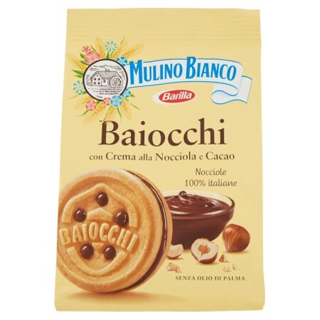 offerta a tempo: mulino bianco biscotti baiocchi con crema alla nocciola e cacao — 48% da 3,45 € a 1,79 €
