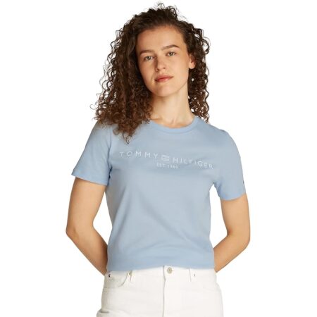 offerta a tempo: tommy hilfiger t shirt maniche corte donna scollo rotondo, blu (breezy blue) — 30% da 39,90 € a 27,95 €