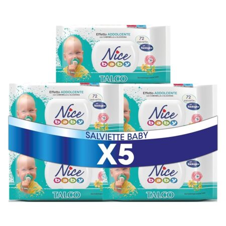 offerta a tempo: nice baby talco salviette per cambio pannolino, con camomilla e glicerina ad effetto — 15% da 5,00 € a 4,25 €