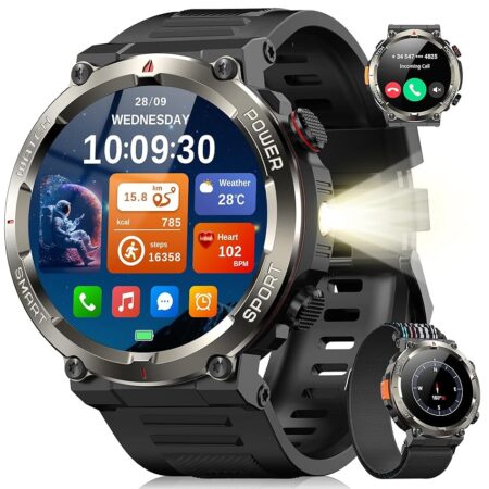 offerta a tempo: blackview smartwatch uomo, orologio intelligente fitness con chiamate bluetooth,1.45" — 33% da 74,99 € a 49,99 €
