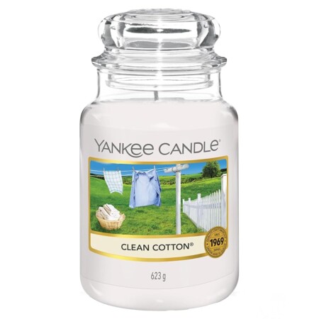offerta a tempo: yankee candle candela profumata in giara grande | clean cotton | durata fino a 150 — 30% da 34,90 € a 24,39 €