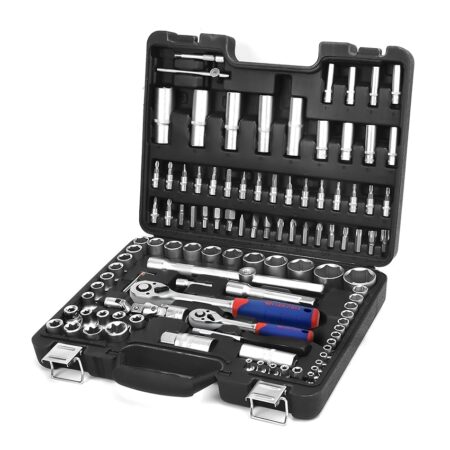 offerta a tempo: workpro set di chiavi a bussola con cricchetto 1/4''+ 1/2'' 108 pezzi — 10% da 69,99 € a 62,99 €
