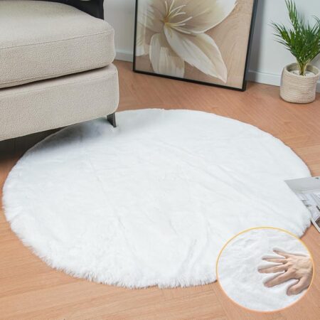 offerta a tempo: orinova tappeto rotondo bianco 120 cm morbido camera da letto tappeto salotto moderno lavabile — 30% da 59,99 € a 41,98 €