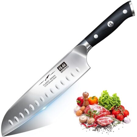 offerta a tempo: shan zu coltelli da cucina giapponese 18 cm coltello da chef santoku sovrapposti 3 — 33% da 35,99 € a 23,98 €