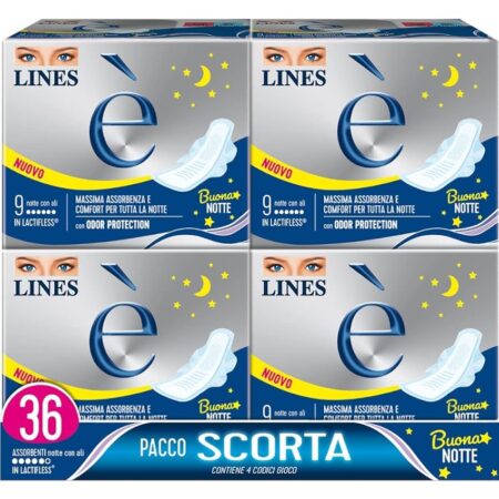 offerta a tempo: lines È notte 36 assorbenti — 36% da 15,39 € a 9,90 €