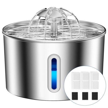 offerta a tempo: balimopet fontanella per gatti acciaio inox, 2,2l fontana per gatti super silenzioso — 22% da 29,99 € a 23,39 €