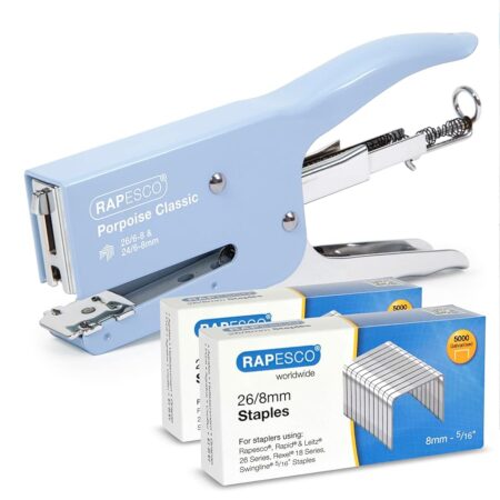 offerta a tempo: rapesco 1355a cucitrice a pinza classica porpoise con 10.000 punti tipo 26/8 mm — 34% da 29,98 € a 19,65 €