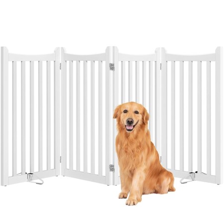offerta a tempo: yaheetech cancelletto per cani pieghevole di sicurezza in legno 4 pannelli 201,5 cm × 90,5 — 15% da 79,99 € a 67,99 €