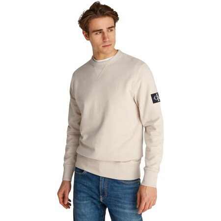 offerta a tempo: calvin klein jeans felpa uomo badge crew neck senza cappuccio — 36% da 89,90 € a 57,95 €