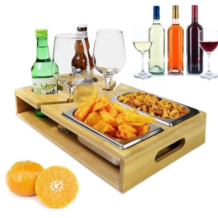 offerta a tempo: vassoio in bambù e scomparti in acciaio inox — 60% da 42,99 € a 17,19 €