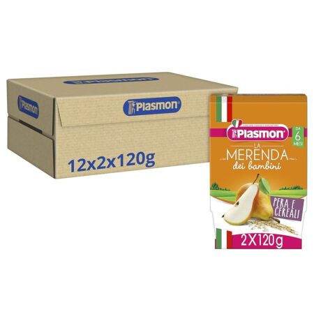 offerta a tempo: plasmon merenda pera e cereali, 2x120g (12 confezioni) — 12% da 23,76 € a 20,99 €