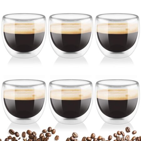 offerta a tempo: mezzar tazzine caffe vetro, 6 pezzi tazza doppio vetro 80ml set — 16% da 18,99 € a 15,99 €