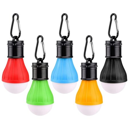 offerta a tempo: 5 lampadine led da campeggio con moschettoni — 42% da 11,99 € a 6,99 €
