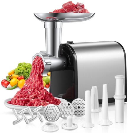 offerta a tempo: tritacarne, 3 in 1 tritacarne elettrico con 3 piastre abrasive in acciaio inox — 34% da 89,99 € a 59,49 €