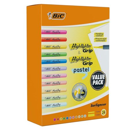 offerta a tempo: bic evidenziatori highlighter grip, perfetti per l'aula o l'ufficio — 16% da 15,66 € a 13,19 €