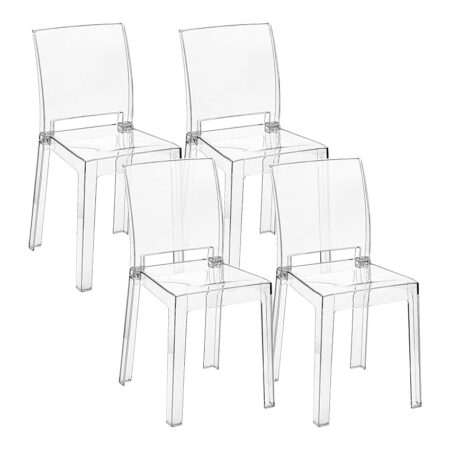 offerta a tempo: baroni home set di 4 sedie in policarbonato trasparente resistente — 10% da 219,99 € a 197,99 €