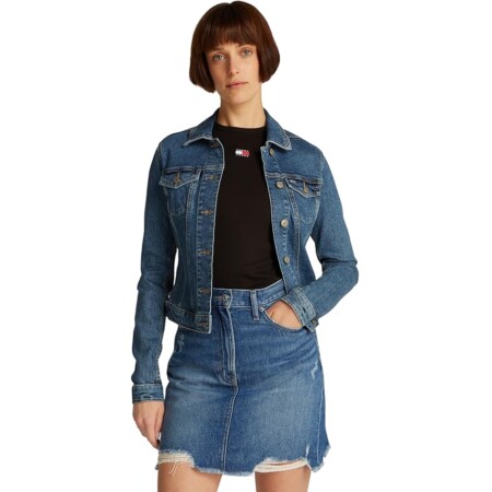 offerta a tempo: tommy jeans vivianne skn jacket ext bi8130 dw0dw20120, giacca trucker — 40% da 99,90 € a 59,99 €