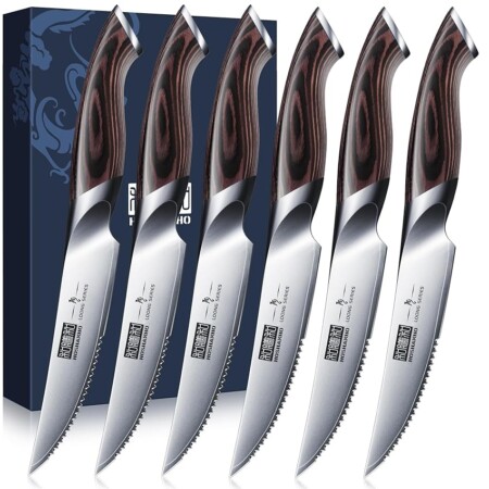 offerta a tempo: hoshanho set di 6 coltelli da bistecca — 46% da 129,99 € a 69,99 €