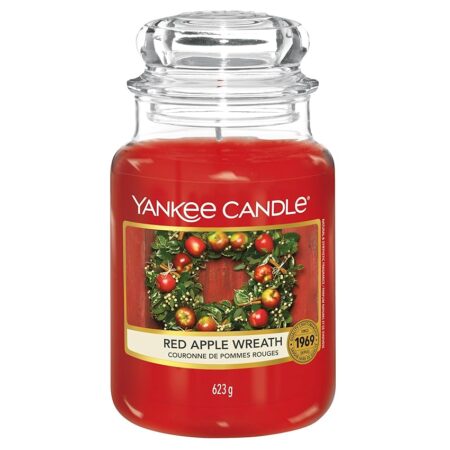 offerta a tempo: yankee candle candela profumata in giara grande, red apple wreath — 30% da 34,90 € a 24,39 €