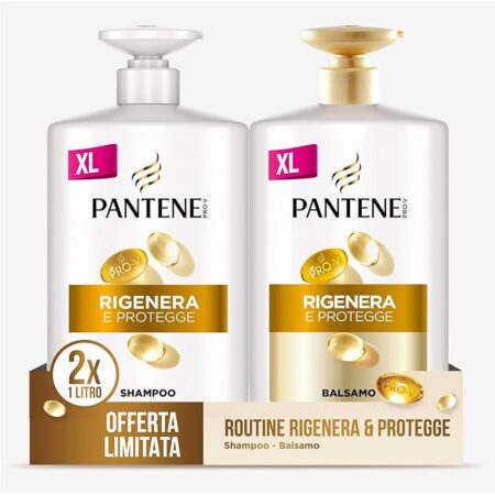 offerta a tempo: pantene pro v shampoo + balsamo rigenera e protegge 2 pezzi x 1l (2l) — 42% da 36,26 € a 20,99 €