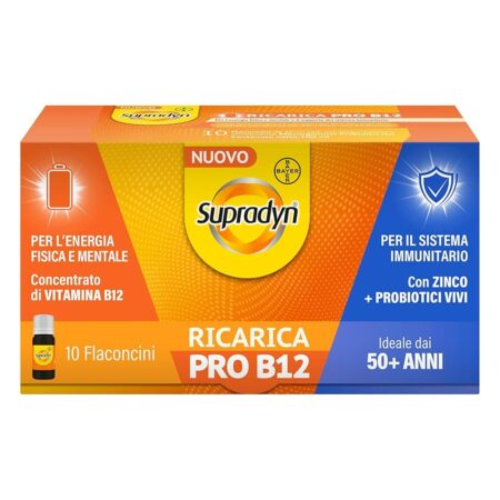 offerta a tempo: supradyn ricarica integratore con vitamina b12, zinco e probiotici per la stanchezza fisica e mentale 10 flaconcini — 40% da 14,90 € a 8,90 €