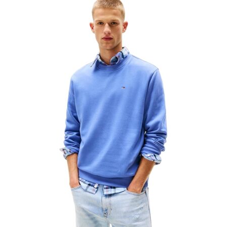 offerta a tempo: tommy jeans uomo felpa regular fit flag fleece scollo rotondo — 6% da 51,99 € a 48,95 €