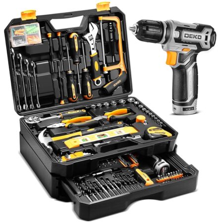 offerta a tempo: deko cassetta attrezzi completa con trapano avvitatore batteria 12v — 20% da 89,99 € a 72,19 €