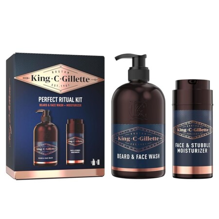 offerta a tempo: king c. gillette kit crema idratante viso e barba, detergente viso uomo — 25% da 19,99 € a 14,99 €