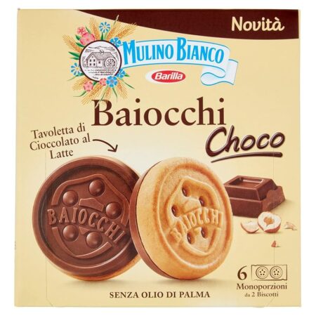 offerta a tempo: mulino bianco biscotti baiocchi choco, biscotto di pastafrolla e tavoletta di cioccolato — 18% da 2,78 € a 2,29 €